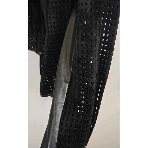 Vintage Alberto Makali Fringe Perforated Moto Hippie Rock Punk Sleeze MED Poly - Picture 3 of 9